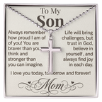 "I Love You Today, Tomorrow & Forever" Cross Necklace for Son